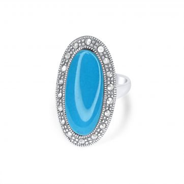 petsios Δαχτυλίδι με πέτρα τιρκουάζ και μαρκασίτες