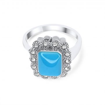 petsios Δαχτυλίδι με πέτρα τιρκουάζ και μαρκασίτες