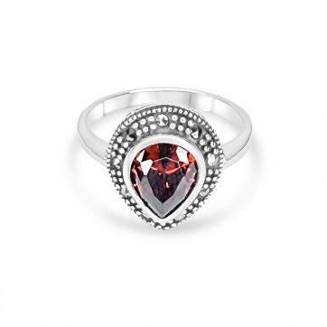 petsios Δαχτυλίδι με πέτρα γρανάδα και μαρκασίτες