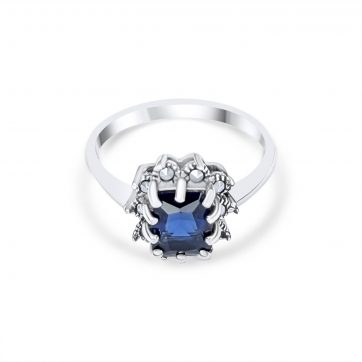 petsios Δαχτυλίδι με πέτρα ζαφείρι και μαρκασίτες