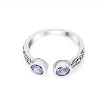 petsios Δαχτυλίδι με πέτρες αμέθυστο και μαρκασίτες