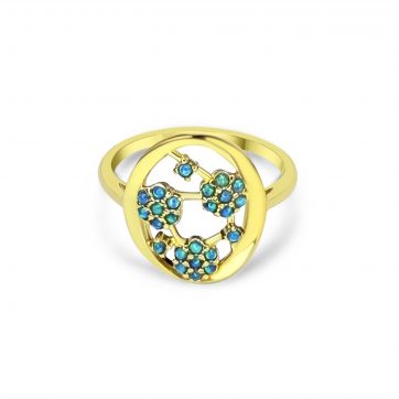 petsios Επίχρυσο δαχτυλίδι με πέτρες όπαλ