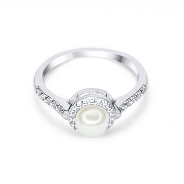 petsios Δαχτυλίδι με μαργαριτάρι και πέτρες ζιργκόν