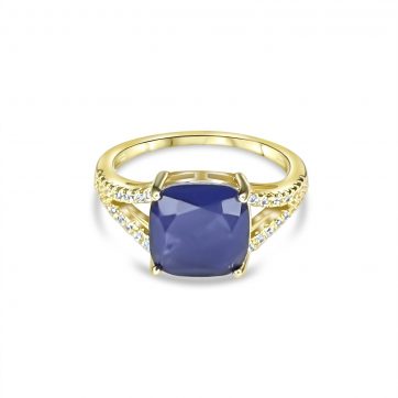 petsios Επίχρυσο δαχτυλίδι με πέτρες ζιργκόν και ζαφείρι