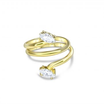 petsios Επίχρυσο δαχτυλίδι με πέτρες ζιργκόν 