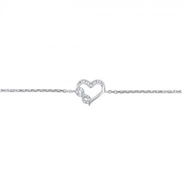 petsios Βραχιόλι καρδιά με άπειρο με πέτρες ζιργκόν