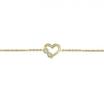 petsios Βραχιόλι επίχρυσο καρδιά και άπειρο με πέτρες ζιργκόν