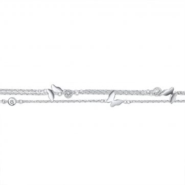 petsios Τριπλό βραχιόλι πεταλούδες και πέτρες ζιργκόν