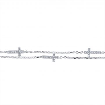 petsios Διπλό βραχιόλι σταυροί με πέτρες ζιργκόν