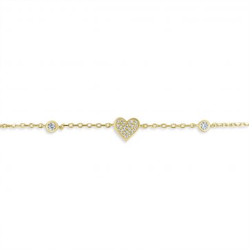 petsios Βραχιόλι επίχρυσο καρδιά με πέτρες ζιργκόν