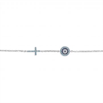 petsios Βραχιόλι μάτι με πέτρες ζιργκόν και τιρκουάζ