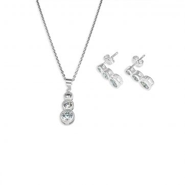 petsios Σετ κολιέ και σκουλαρίκια καρφωτά με πέτρες ζιργκόν