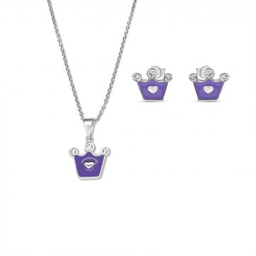 petsios Σετ κολιέ και σκουλαρίκια καρφωτά με σμάλτο