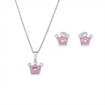 petsios Σετ κολιέ και σκουλαρίκια καρφωτά με σμάλτο