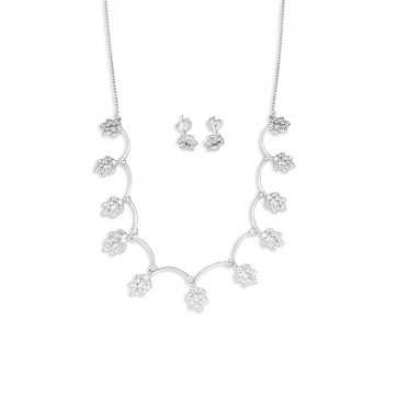 petsios Σετ κολιέ και σκουλαρίκια καρφωτά με πέτρες ζιργκόν