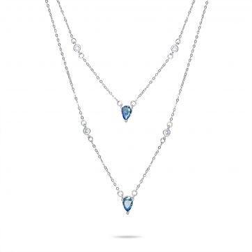 petsios Double necklace with sapphires and zircon stones