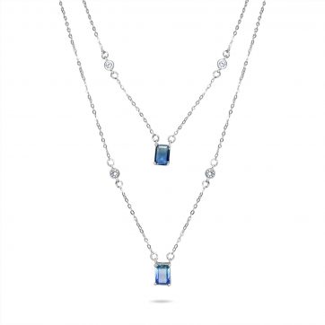 petsios Double necklace with sapphires and zircon stones