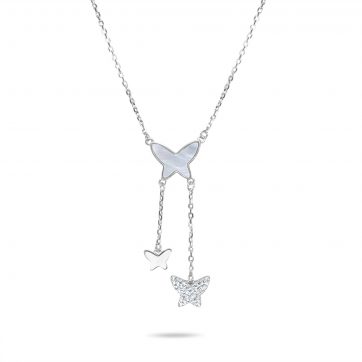 petsios Butterflies necklace with mother of pearl and zircon stones