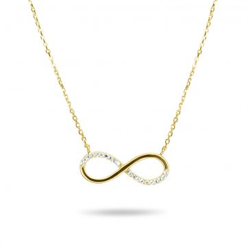 petsios Κολιέ άπειρο επίχρυσο με πέτρες ζιργκόν