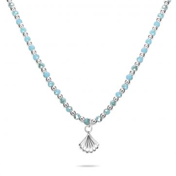 petsios Seashell necklace with turquoise beads