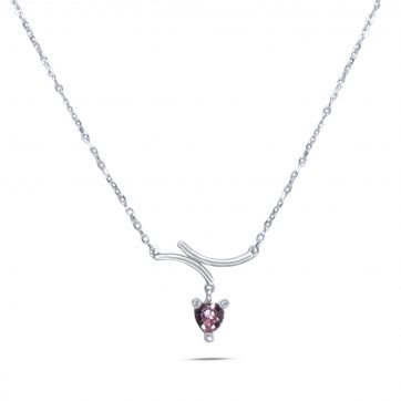petsios Heart necklace with pink quartz stone