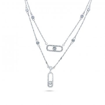 petsios Double necklace with zircon stones