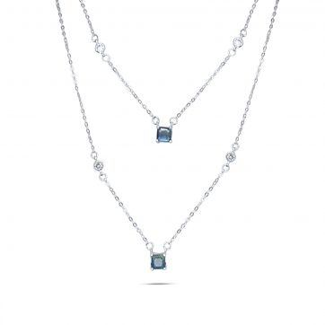 petsios Double necklace with sapphires and zircon stones