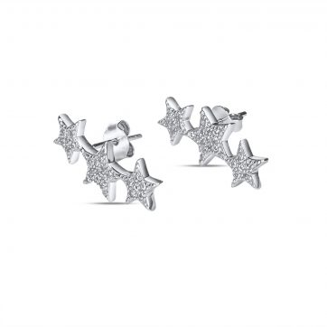 petsios Silver star earrings with zircon stones