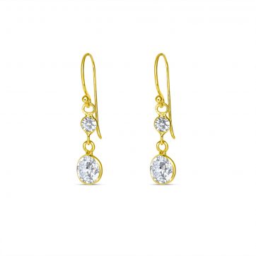 petsios Επίχρυσα σκουλαρίκια κρεμαστά με πέτρες ζιργκόν