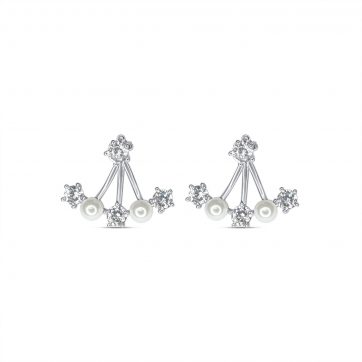 petsios Σκουλαρίκια καρφωτά με μαργαριτάρια και πέτρες ζιργκόν