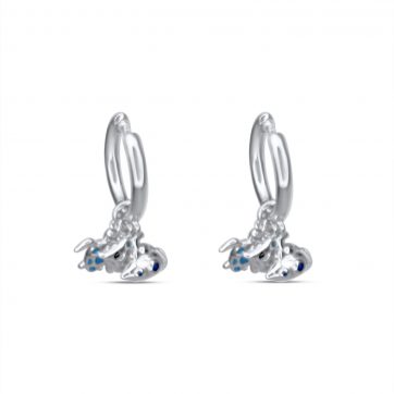 petsios Silver earrings with dangles turtle, fish and submarine with enamel and zircon stones