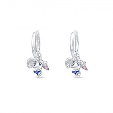 petsios Silver earrings with dangles boy, girl and heart with enamel and zircon stones