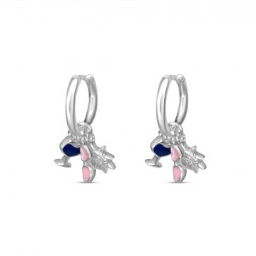 petsios Silver earrings with dangles sun, cocktail and sunglasses with enamel and zircon stones