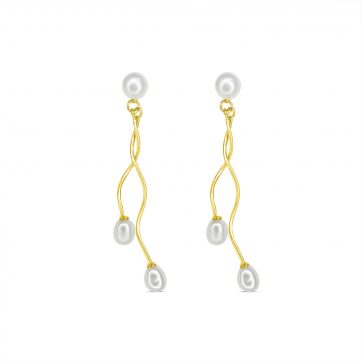 petsios Επίχρυσα σκουλαρίκια με μαργαριτάρια 