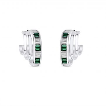 petsios Silver earrings with emerald and zircon stones