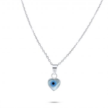 petsios Κολιέ μάτι καρδιά με φίλντισι