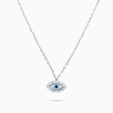 petsios Κολιέ μάτι με πέτρες ζιργκόν και φίλντισι