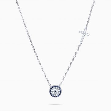 petsios Κολιέ μάτι με πέτρες ζιργκόν