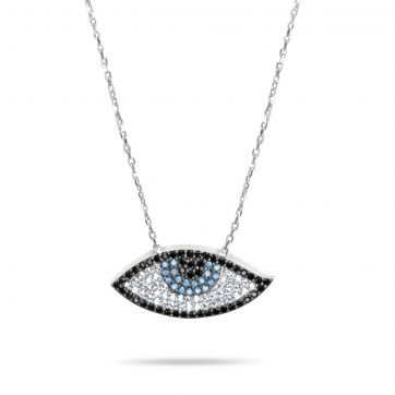 petsios Κολιέ μάτι με πέτρες ζιργκόν