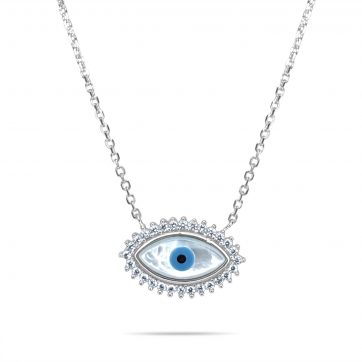 petsios Κολιέ μάτι με πέτρες ζιργκόν και φίλντισι