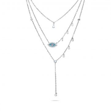 petsios Τριπλό κολιέ με μάτι με πέτρες ζιργκόν