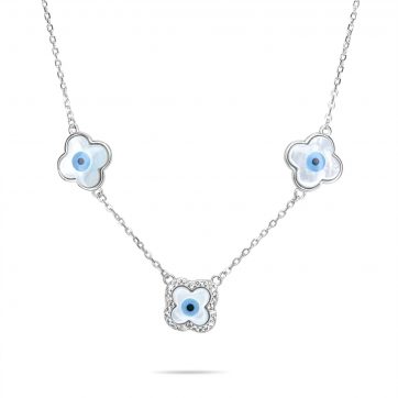 petsios Κολιέ μάτι με πέτρες ζιργκόν και φίλντισι