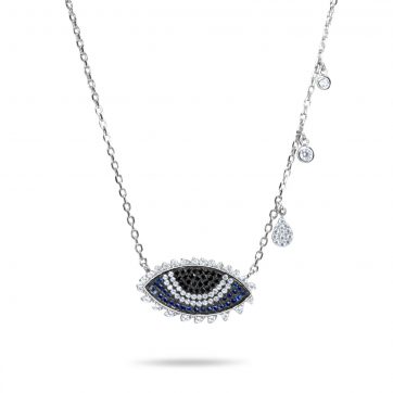 petsios Κολιέ μάτι με πέτρες ζιργκόν