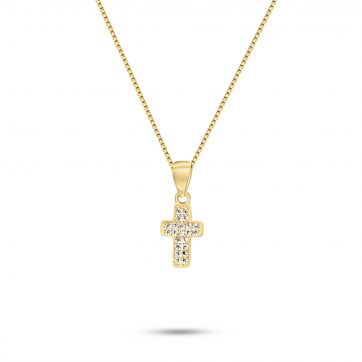 petsios Σταυρός επίχρυσος με ζιργκόν πέτρες