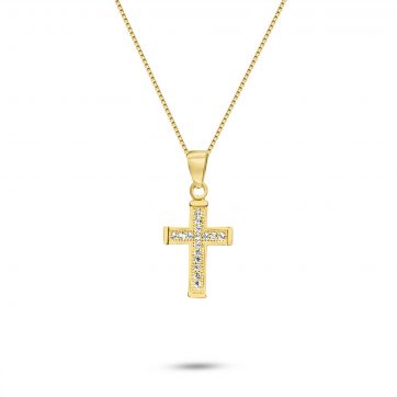 petsios Σταυρός επίχρυσος με ζιργκόν πέτρες