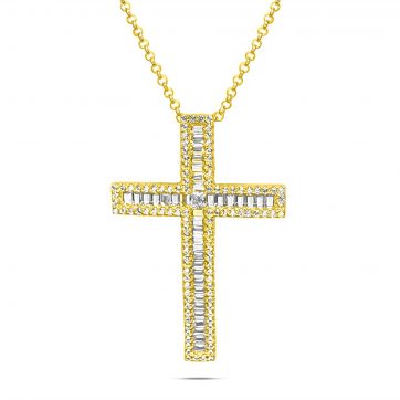 petsios Σταυρός επίχρυσος με ζιργκόν πέτρες