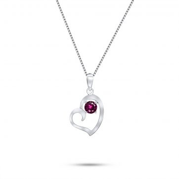 petsios Κολιέ καρδιά με ρουμπίνι πέτρα