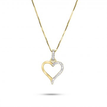 petsios Κολιέ καρδιά με ζιργκόν πέτρες επίχρυσο