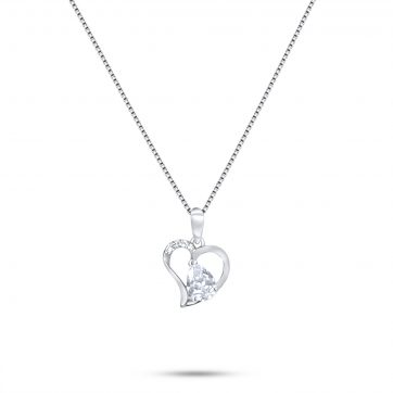 petsios Κολιέ καρδιά με ζιργκόν πέτρες