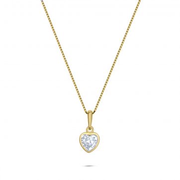 petsios Κολιέ καρδιά με ζιργκόν πέτρες επίχρυσο